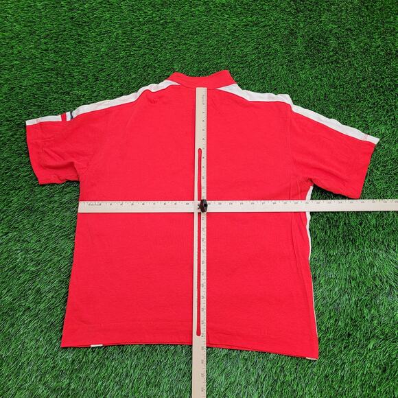 Nautica 1/4 Zip Polo Shirt Large 21x25 Red White Trim Crop - Picture 5 of 14